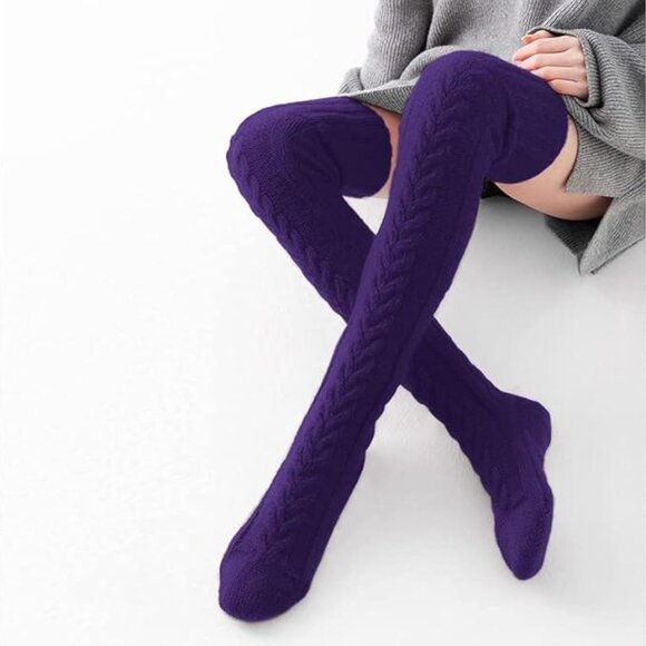 Woman's  Purple Thigh High Socks - Picture 1 of 4